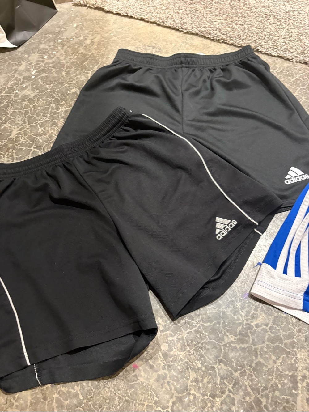 adidas Black Men's Athletic Shorts with White Piping